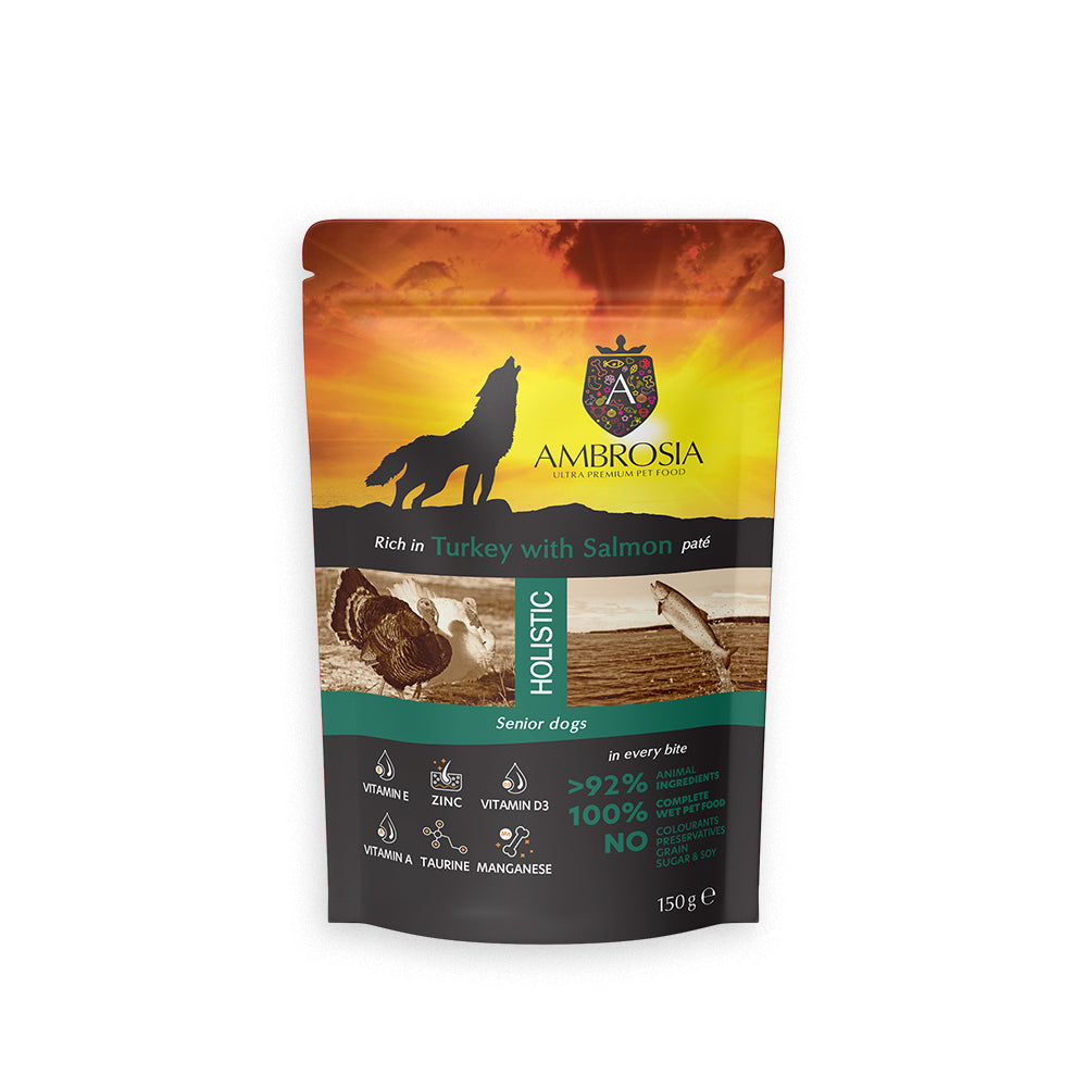 AMBROSIA POUCH SENIOR TURKEY & SALMON 150G