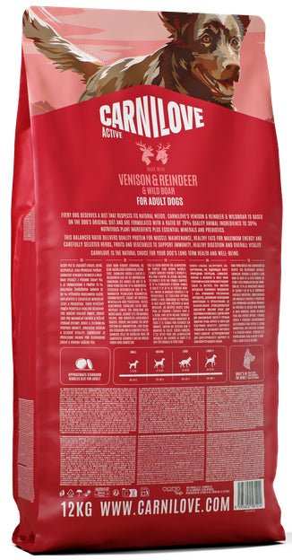 CARNILOVE ACTIVE ADULT VENISON & REINDEER & WILD BOAR 12KG