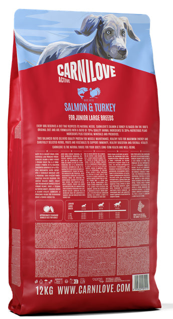 CARNILOVE ACTIVE JUNIOR LARGE SALMON & TURKEY 12KG