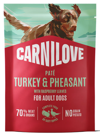 CARNILOVE POUCH PATE ADULT TURKEY & PHEASANT WITH RASBERRY LEAVES 300G