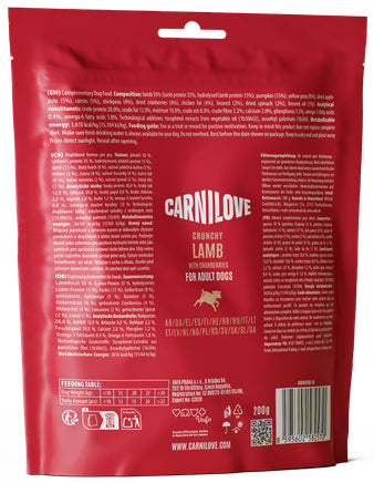 CARNILOVE DOG SNACK LAMB WITH CRANBERRIES 200GR