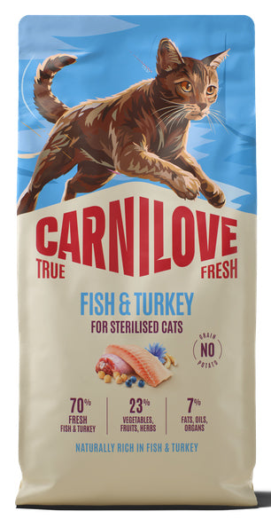 CARNILOVE TRUE FRESH® FISH & TURKEY FOR STERILISED CATS 2KG