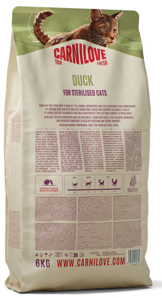 CARNILOVE TRUE FRESH® DUCK FOR STERILISED CATS 6KG