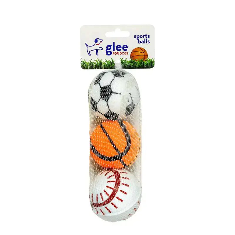 91004 GLEE ΠΑΙΧΝΙΔΙ ΣΚΥΛΟΥ SPORTS BALLS ΚΙΤΡΙΝΟ 6CM 3ΤΜΧ