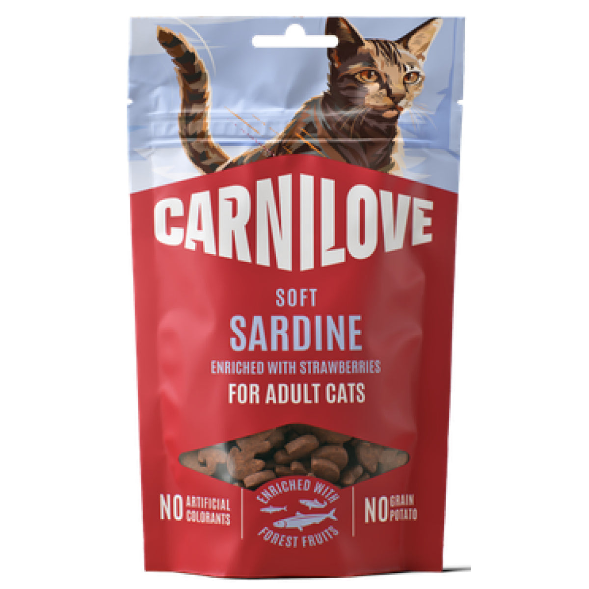 CARNILOVE CAT SNACK FRESH & SOFT SARDINE AND STRAWBERRY 50GR