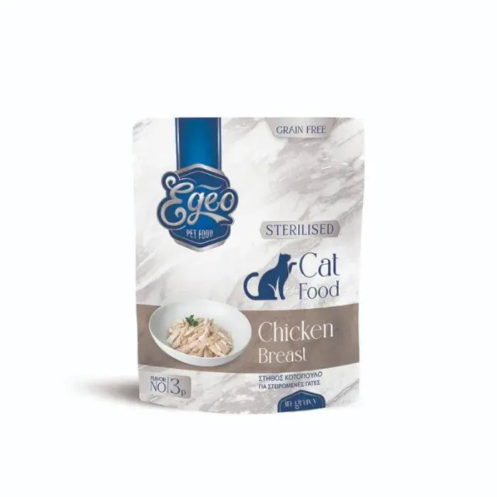 EGEO CAT STERILIZED ΣΤΗΘΟΣ ΚΟΤΟΠΟΥΛΟΥ ΣΕ ΣΑΛΤΣΑ POUCH 85G