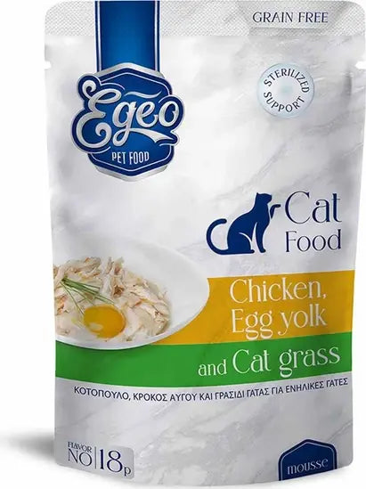 EGEO ADULT CAT ΜΕ ΚΟΤΟΠΟΥΛΟ & ΚΡΟΚΟΣ ΑΥΓΟΥ & CATNIP MOUSSE POUCH 85G