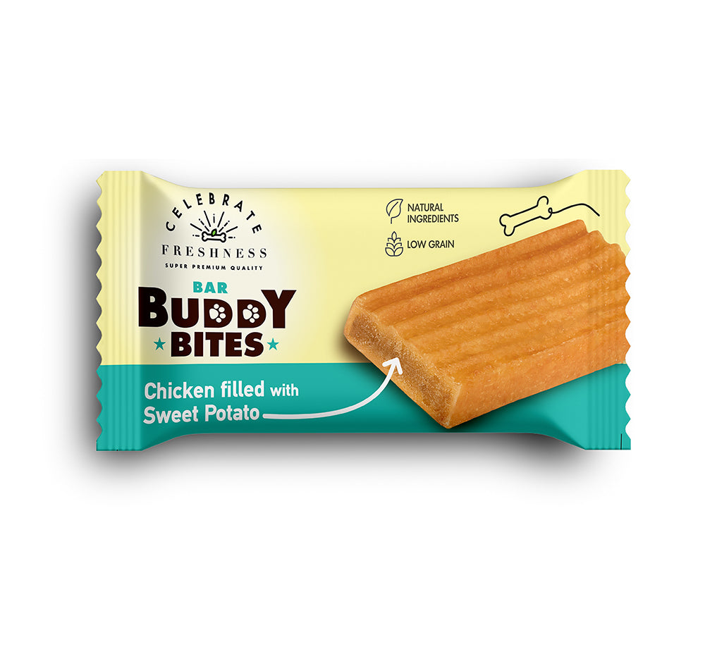 CELEBRATE BAR BUDDY BITES CHICKEN FILLED WITH SWEET POTATO 25-30G