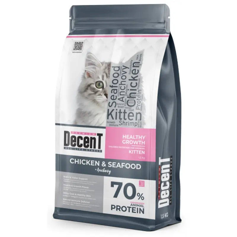 DECENT KITTEN CHICKEN & SEAFOOD 1,5KG (1+1 ΔΩΡΟ)