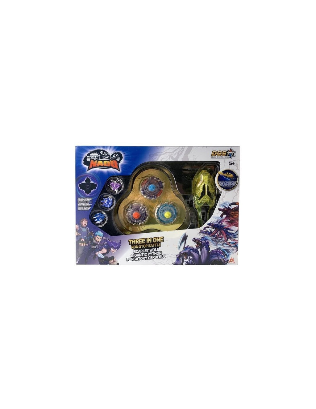 Auldey Toys Infinity Nado V – 3 In 1 Playset Scarlet Wolf – Gigantic Python – Purgatory Cerberus 634600
