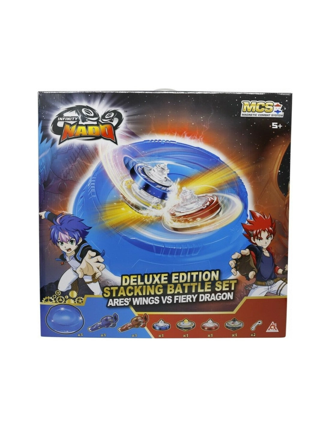 Auldey Toys Infinity Nado V Stackable – Deluxe Battle Set Arena Ares Wings Vs Fiery Dragon 634806Η