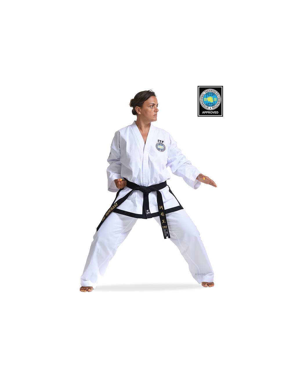 TAITF 10813 ITF Approved Dobok Black Belt (RIBBED) (CE)