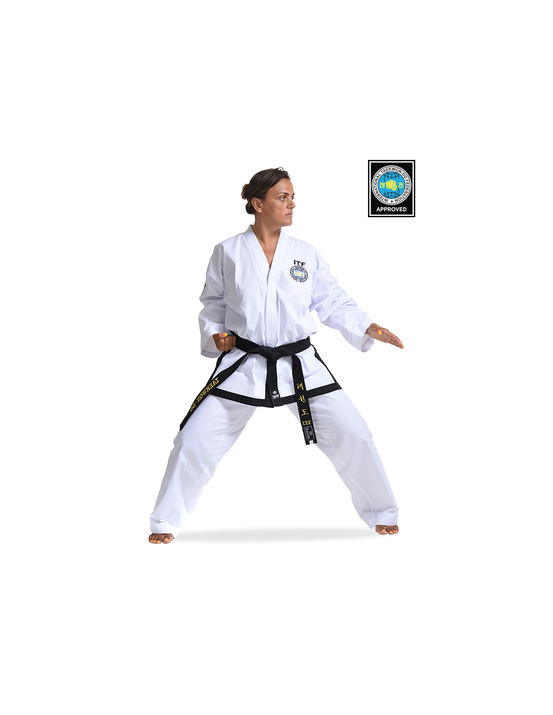 TAITF 10813 ITF Approved Dobok Black Belt (RIBBED) (CE)