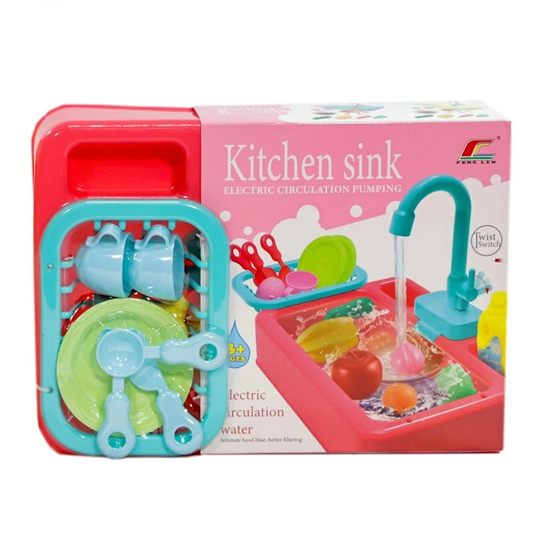 Kider Toys Νεροχύτης Με Τρεχούμενο Νερό & Αξεσουάρ 15 τμχ.