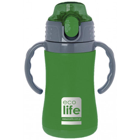 EcoLife Θερμός από ανοξείδωτο ατσάλι με χερούλια παιδικό 300ml Πράσινο 33-BO-2992