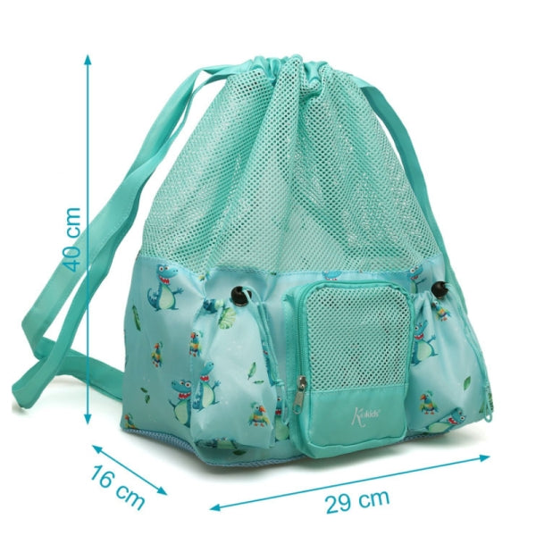 Kiokids Αδιάβροχη Τσάντα Παραλίας Κροκόδειλοι Μέντα 10L. 3803