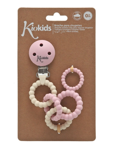 Kiokids Κλιπ Πιπίλας Σιλικόνης Ροζ 0+M 6460