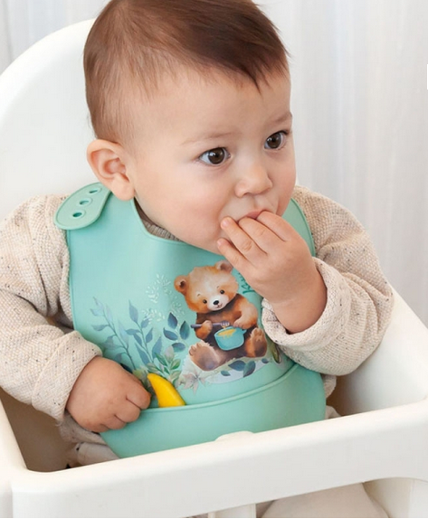 Kiokids Σαλιάρα Σιλικόνης με τσέπη Little Bear 3738