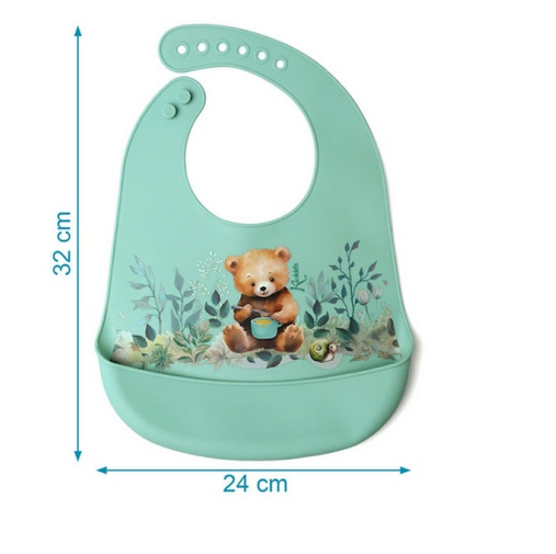 Kiokids Σαλιάρα Σιλικόνης με τσέπη Little Bear 3738