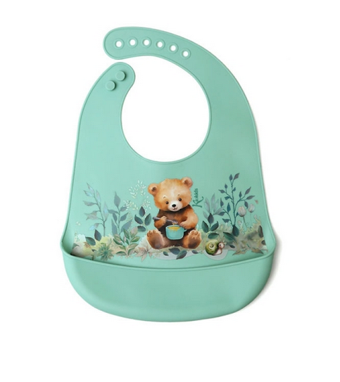 Kiokids Σαλιάρα Σιλικόνης με τσέπη Little Bear 3738