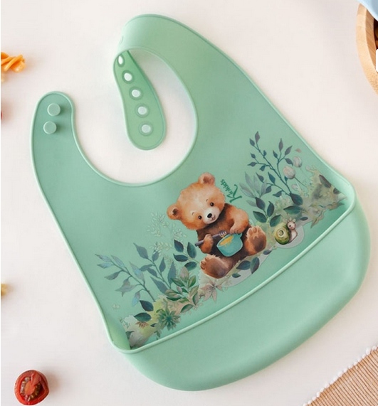 Kiokids Σαλιάρα Σιλικόνης με τσέπη Little Bear 3738