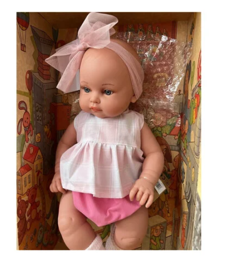 Lamagic magic baby κούκλα "Alicia με φούξια-λευκό ρούχο και μεγάλο φιόγκο "-45εκ. MB46721