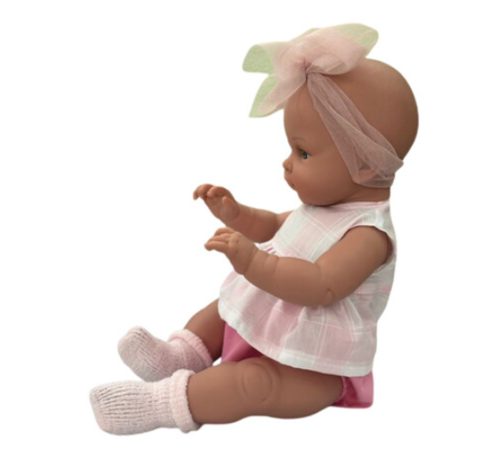 Lamagic magic baby κούκλα "Alicia με φούξια-λευκό ρούχο και μεγάλο φιόγκο "-45εκ. MB46721