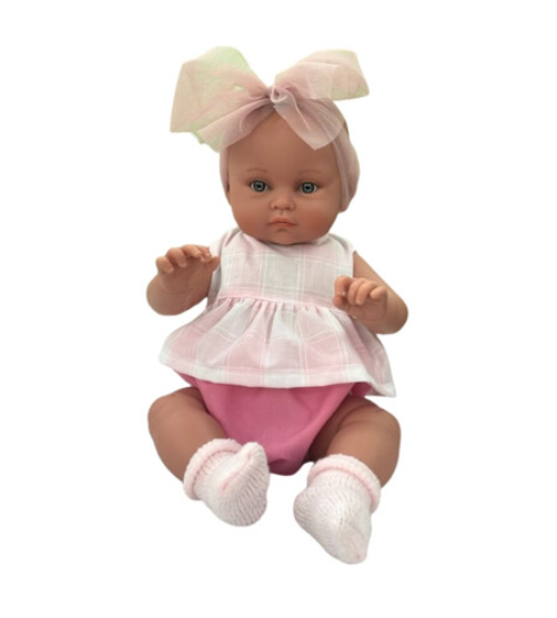 Lamagic magic baby κούκλα "Alicia με φούξια-λευκό ρούχο και μεγάλο φιόγκο "-45εκ. MB46721