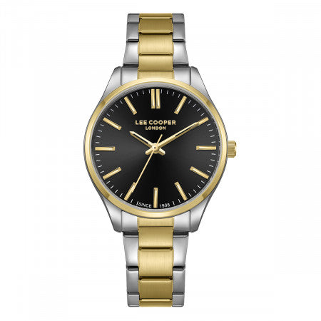 Γυναικείο ρολόι Lee Cooper LC08011.260 με δίχρωμο μπρασελέ και γκρι καντράν