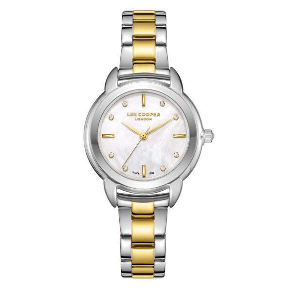 Γυναικείο ρολόι Lee Cooper LC08024.220 με δίχρωμο μπρασελέ και λευκό φίλντισι καντράν