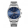 Ανδρικό ρολόι Lee Cooper LC08042.390 με ασημί μπρασελέ και μπλε καντράν