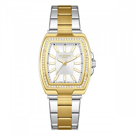 Γυναικείο ρολόι Lee Cooper LC08058.220 με δίχρωμο μπρασελέ και λευκό καντράν