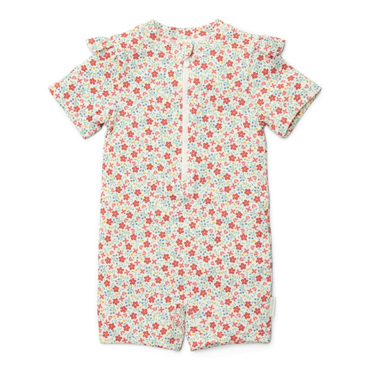 LITTLE DUTCH. Ολόσωμο κοντομάνικο μαγιό Sunny Flowers Multi-colour - Νο 98/104