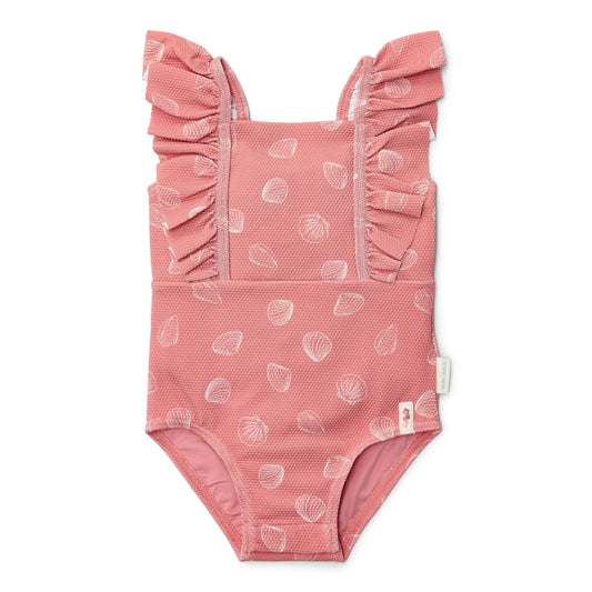 LITTLE DUTCH. Ολόσωμο μαγιό με βολάν Ocean Treasures Pink - Νο 98/104