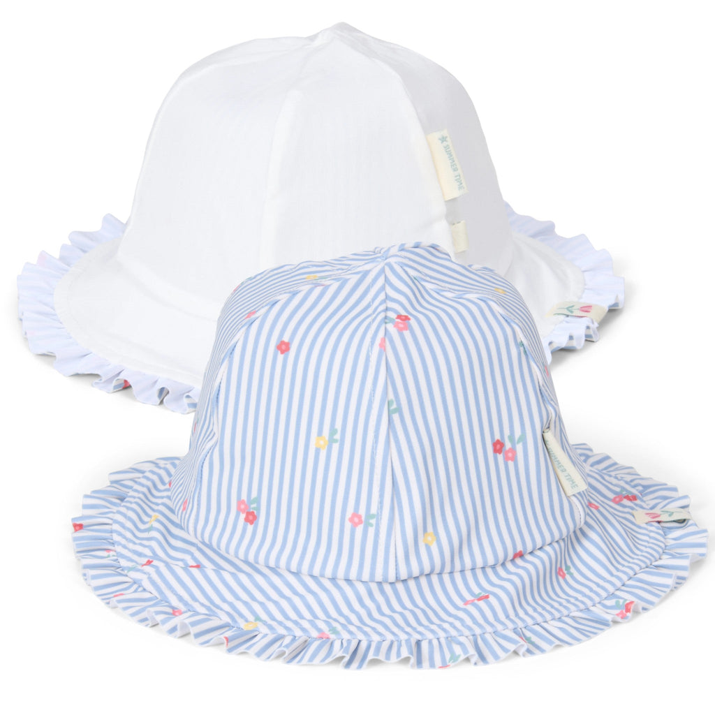 LITTLE DUTCH. Παιδικό καπέλο ήλιου διπλής όψης Sunny Flowers Blue - Νο 1 (41-45)