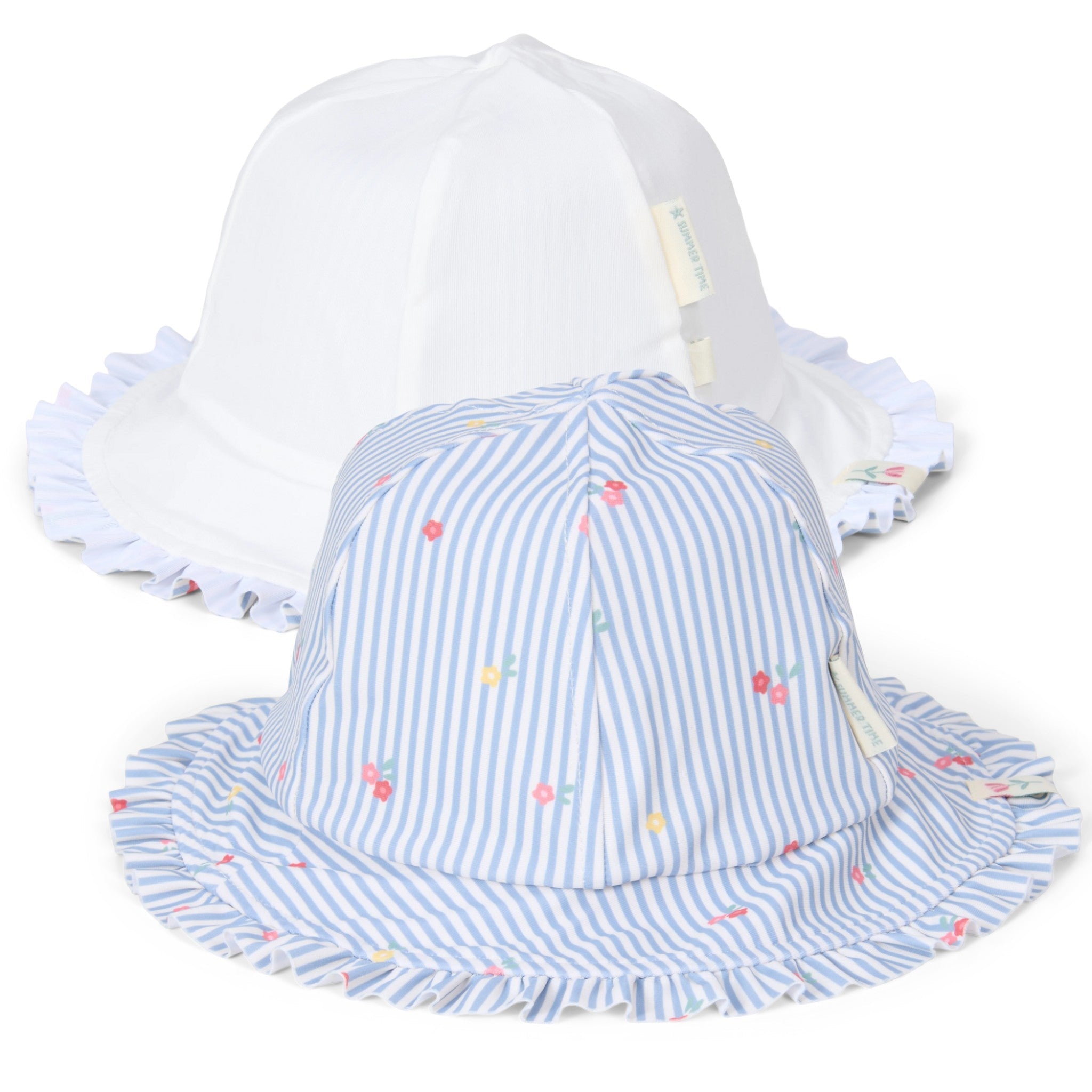 LITTLE DUTCH. Παιδικό καπέλο ήλιου διπλής όψης Sunny Flowers Blue - Νο 1 (41-45)