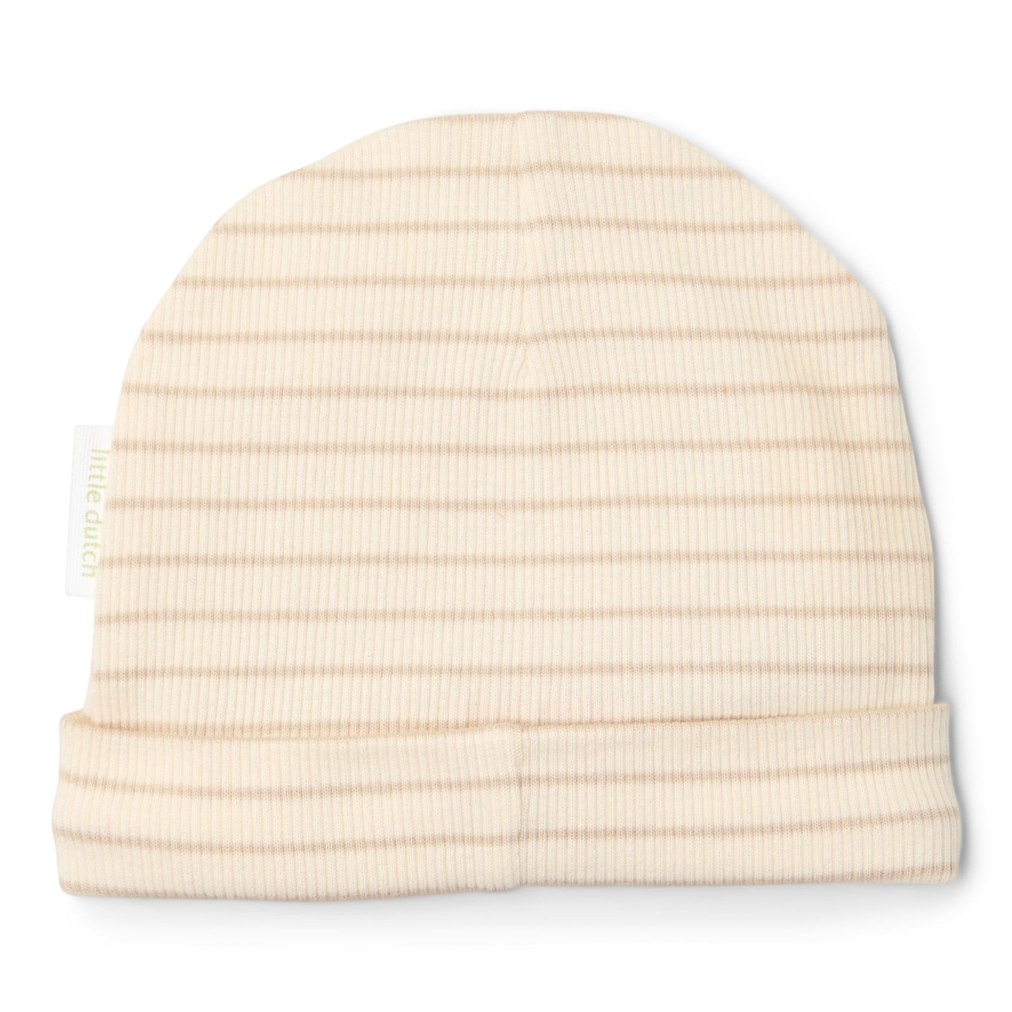 LITTLE DUTCH. Σκουφάκι Soft Beige Stripe - Νο 2 (3-6 μηνών)