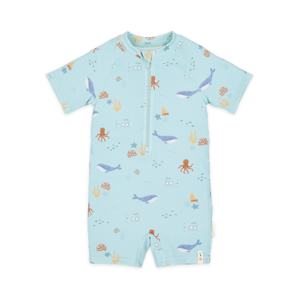 LITTLE DUTCH. Ολόσωμο κοντομάνικο μαγιό Ocean Friends - Νο 98/104