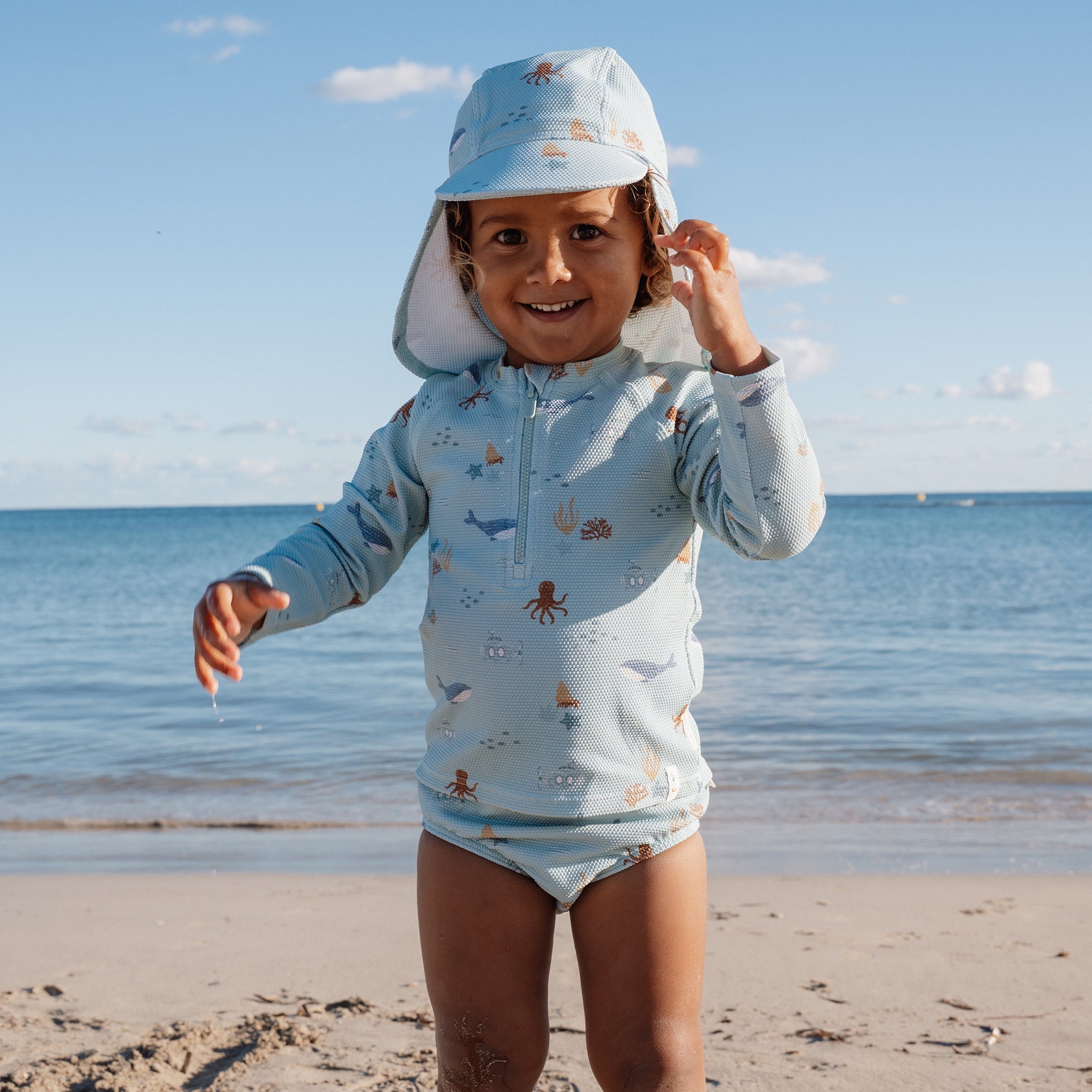 LITTLE DUTCH. Μπλουζάκι μακρυμάνικο με προστασία UV Ocean Friends - Νο 74/80