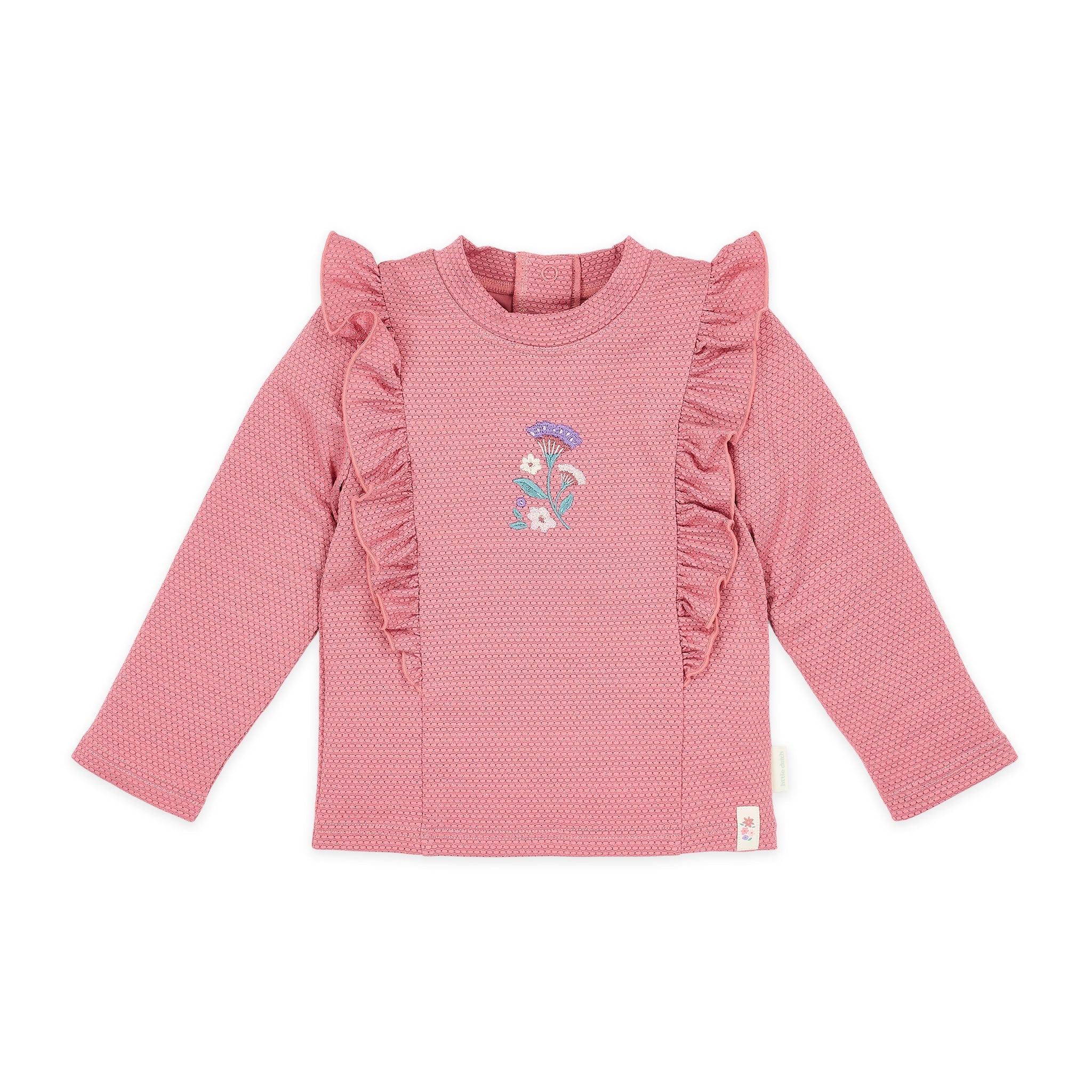 LITTLE DUTCH. Μπλουζάκι μακρυμάνικο με προστασία UV Dreamy Pink Sparkle - Νο 74/80