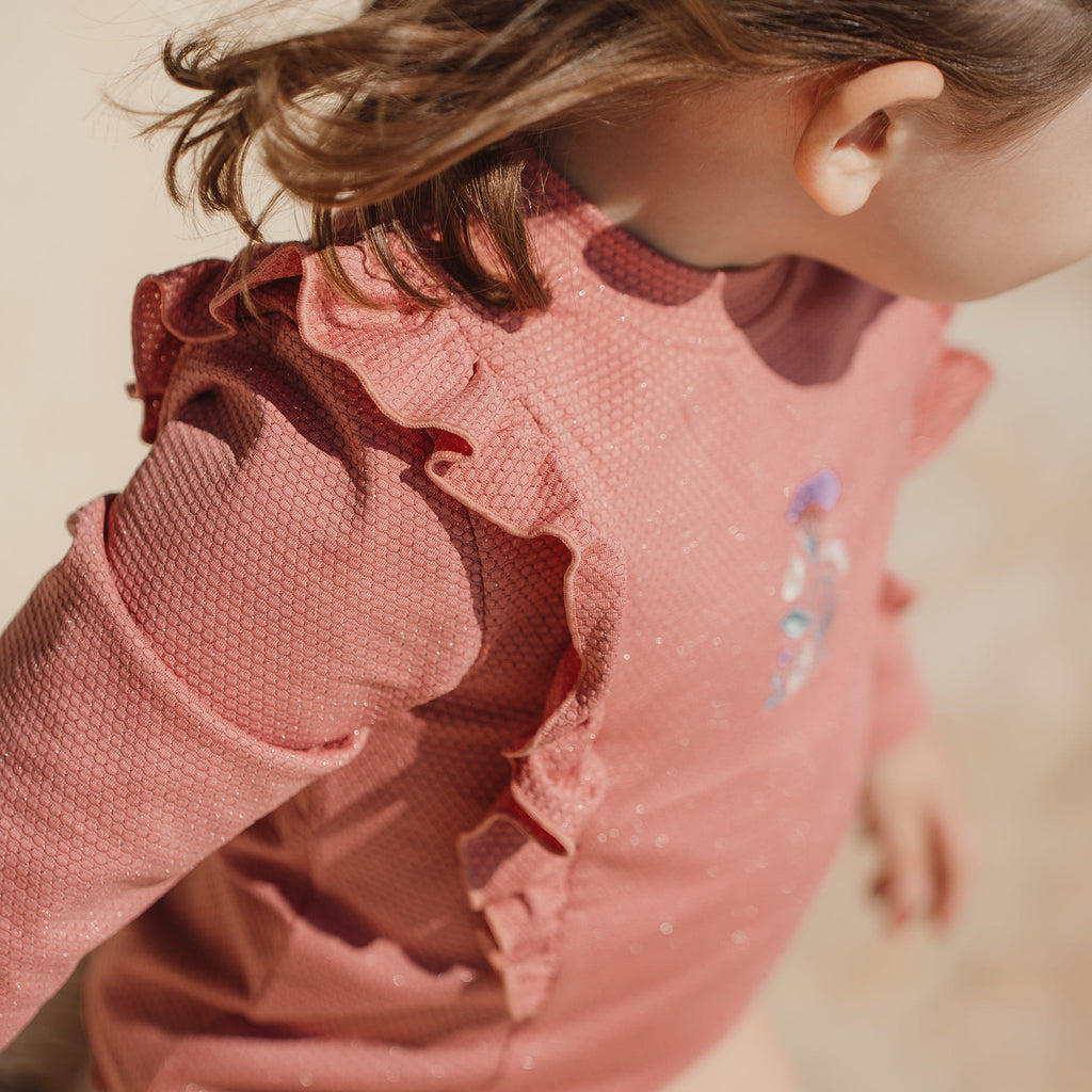 LITTLE DUTCH. Μπλουζάκι μακρυμάνικο με προστασία UV Dreamy Pink Sparkle - Νο 86/92