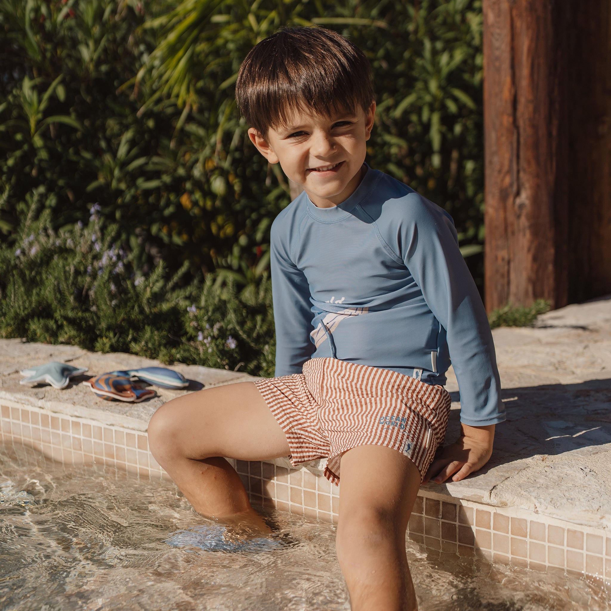 LITTLE DUTCH. Παιδικό μαγιό βερμούδα για αγόρια Ocean Brown Stripes - Νο 86/92