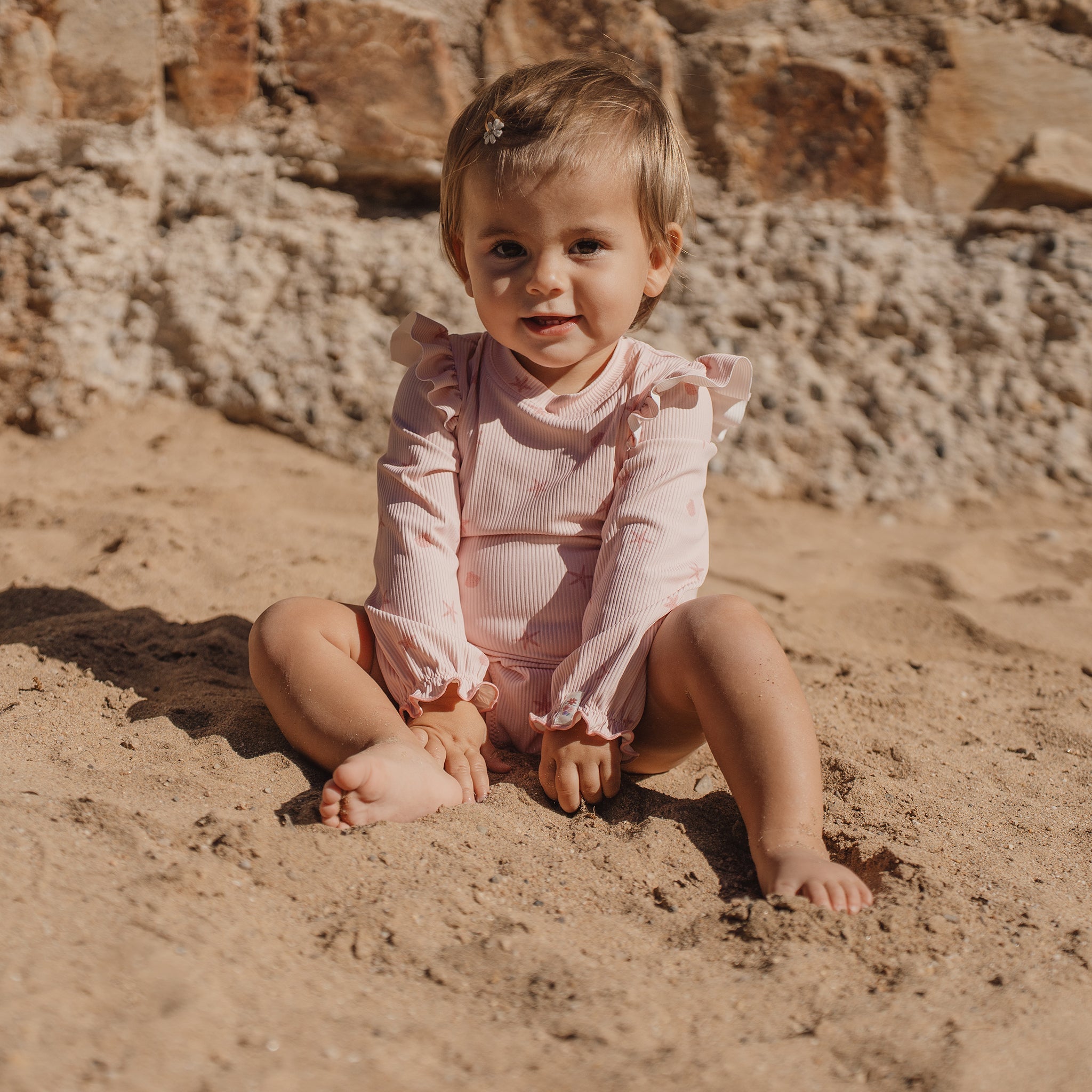 LITTLE DUTCH. Ολόσωμο μακρυμάνικο μαγιό με βολάν Dreamy Seashells - Νο 98/104