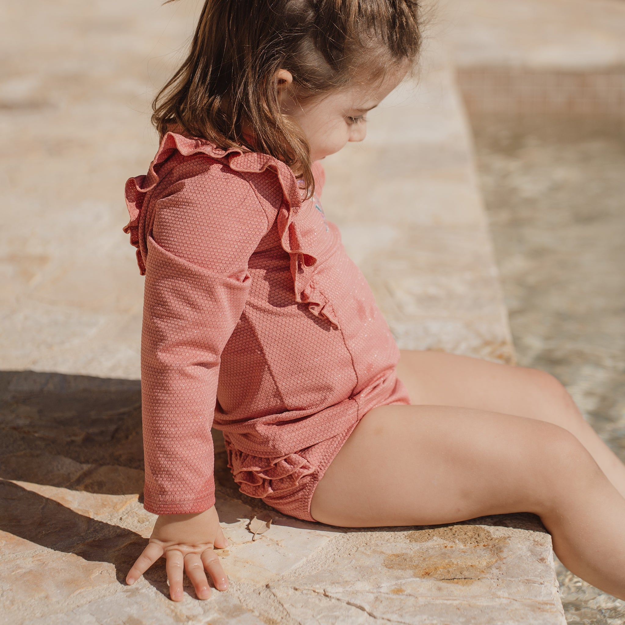 LITTLE DUTCH. Παιδικό μαγιό μπικίνι με βολάν Dreamy Pink Sparkle - Νο 74/80