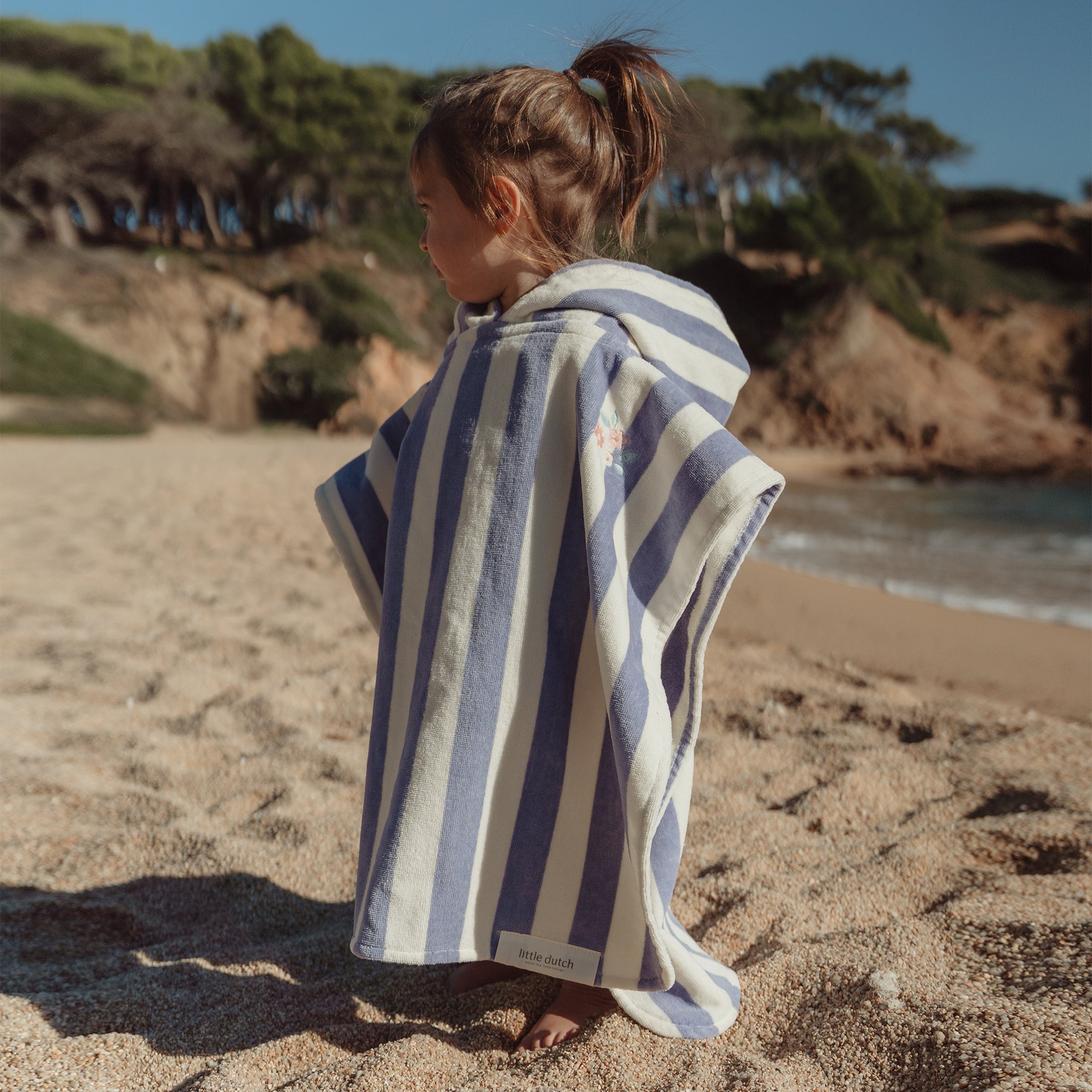 LITTLE DUTCH. Παιδικό πόντσο Dreamy Purple Stripe - One size