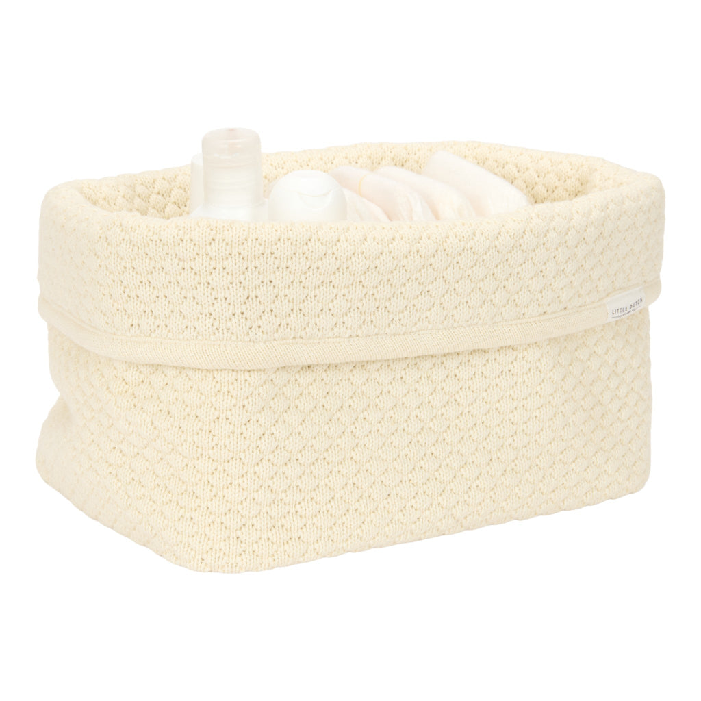 LITTLE DUTCH. Καλάθι αλλαξιέρας πλεκτό μεγάλο Pure Soft White