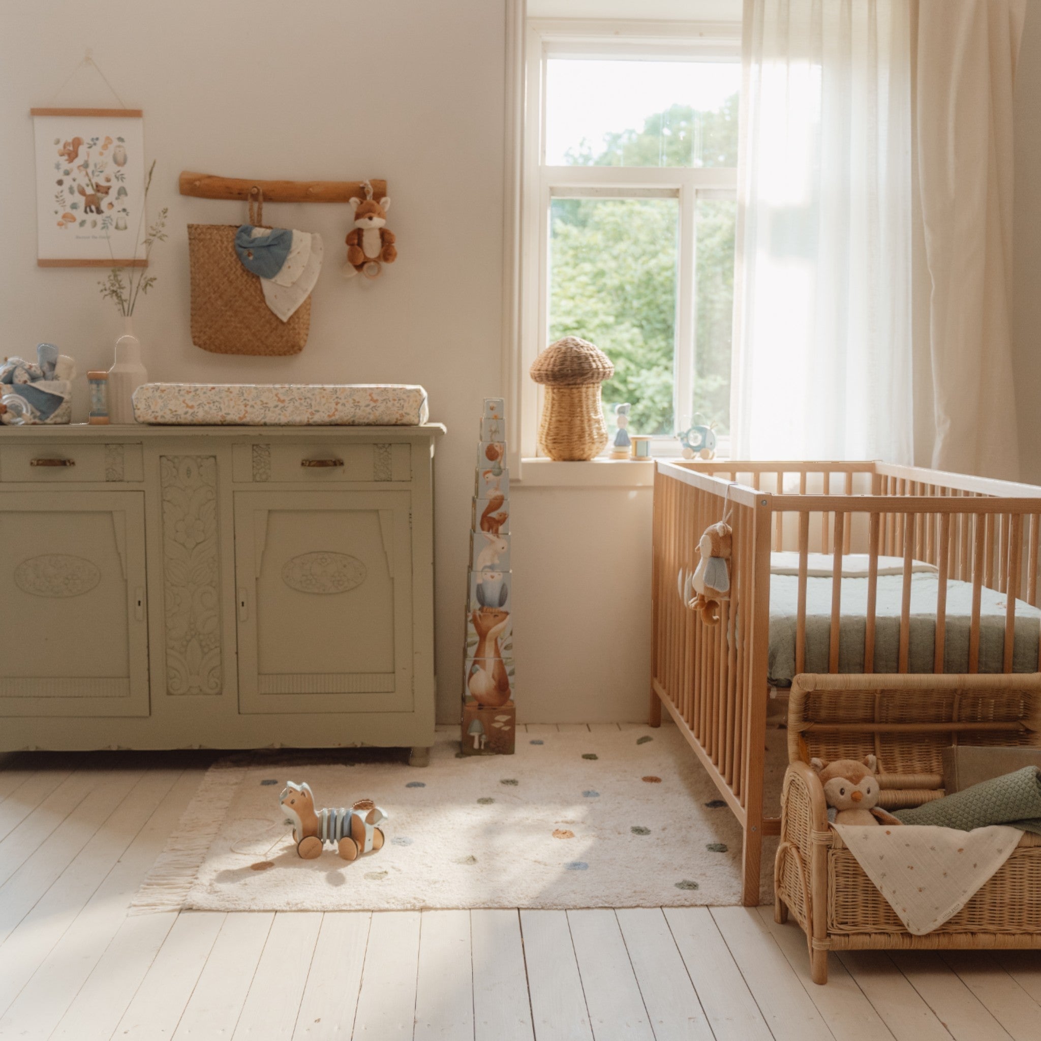 LITTLE DUTCH. Σετ 2 πανάκια αγκαλιάς από μουσελίνα Forest Treasures / Sage 70x70