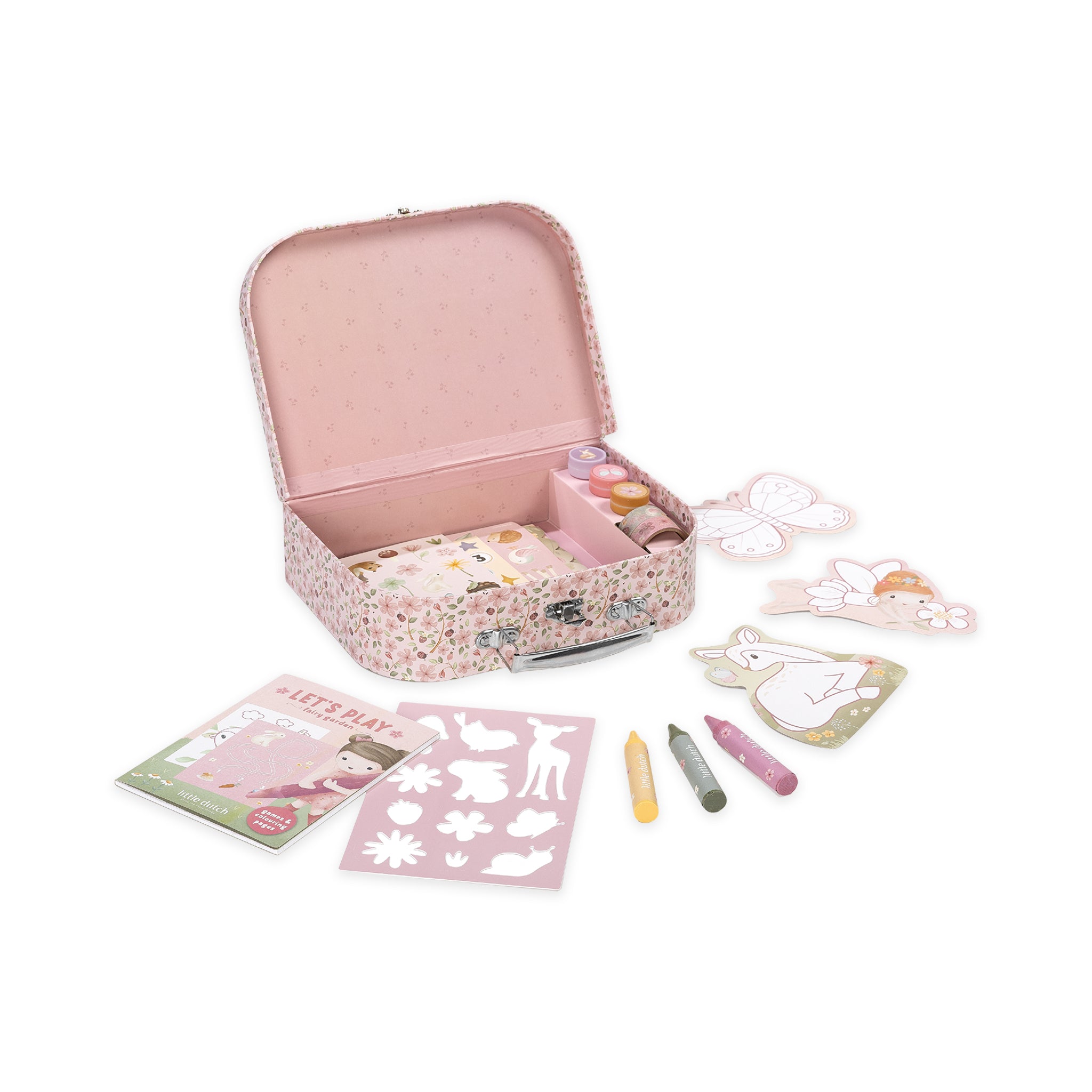 LITTLE DUTCH. Σετ ζωγραφικής - κατασκευών σε βαλιτσάκι Rosa Fairy Garden