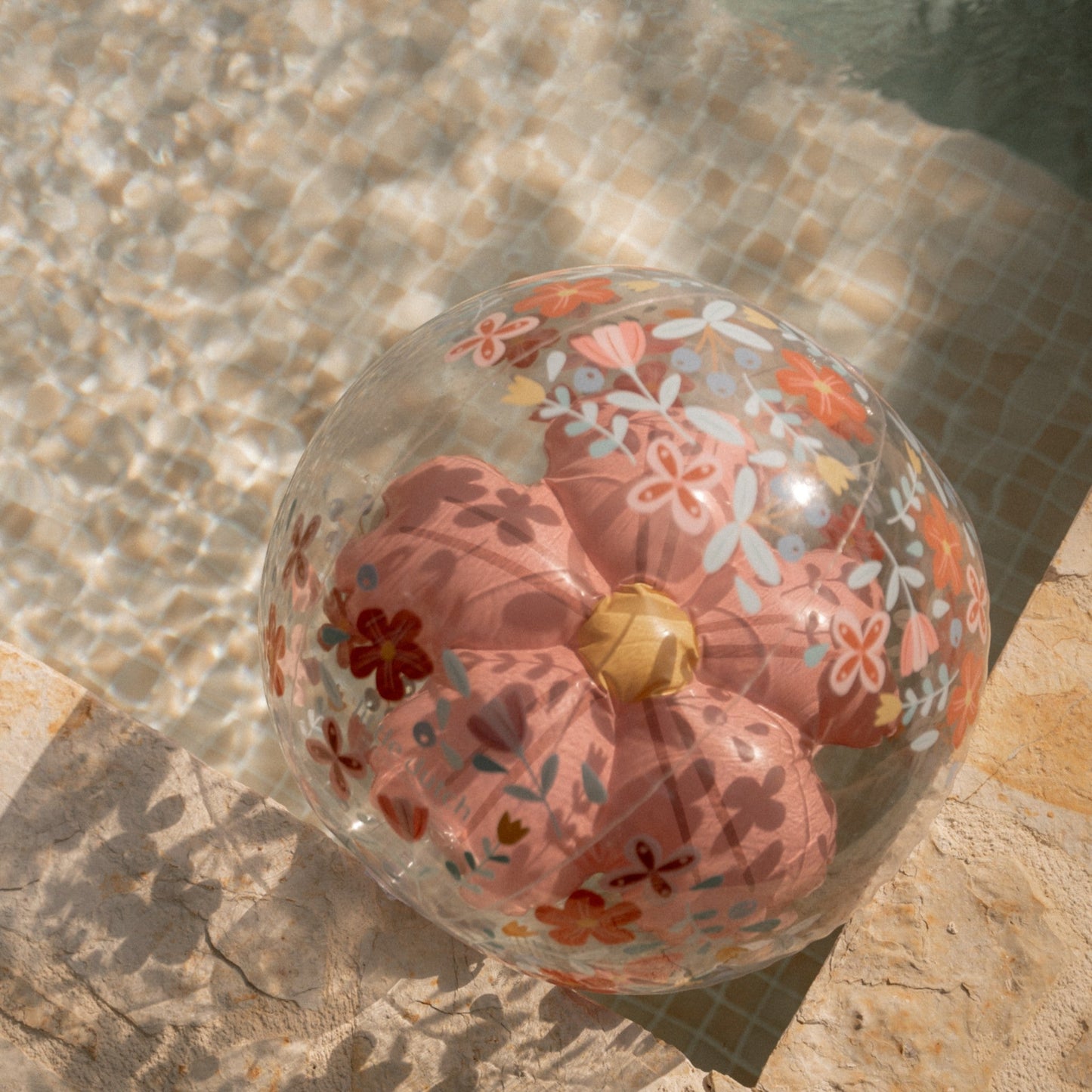 LITTLE DUTCH. Μπάλα παραλίας 3D Pink Flowers