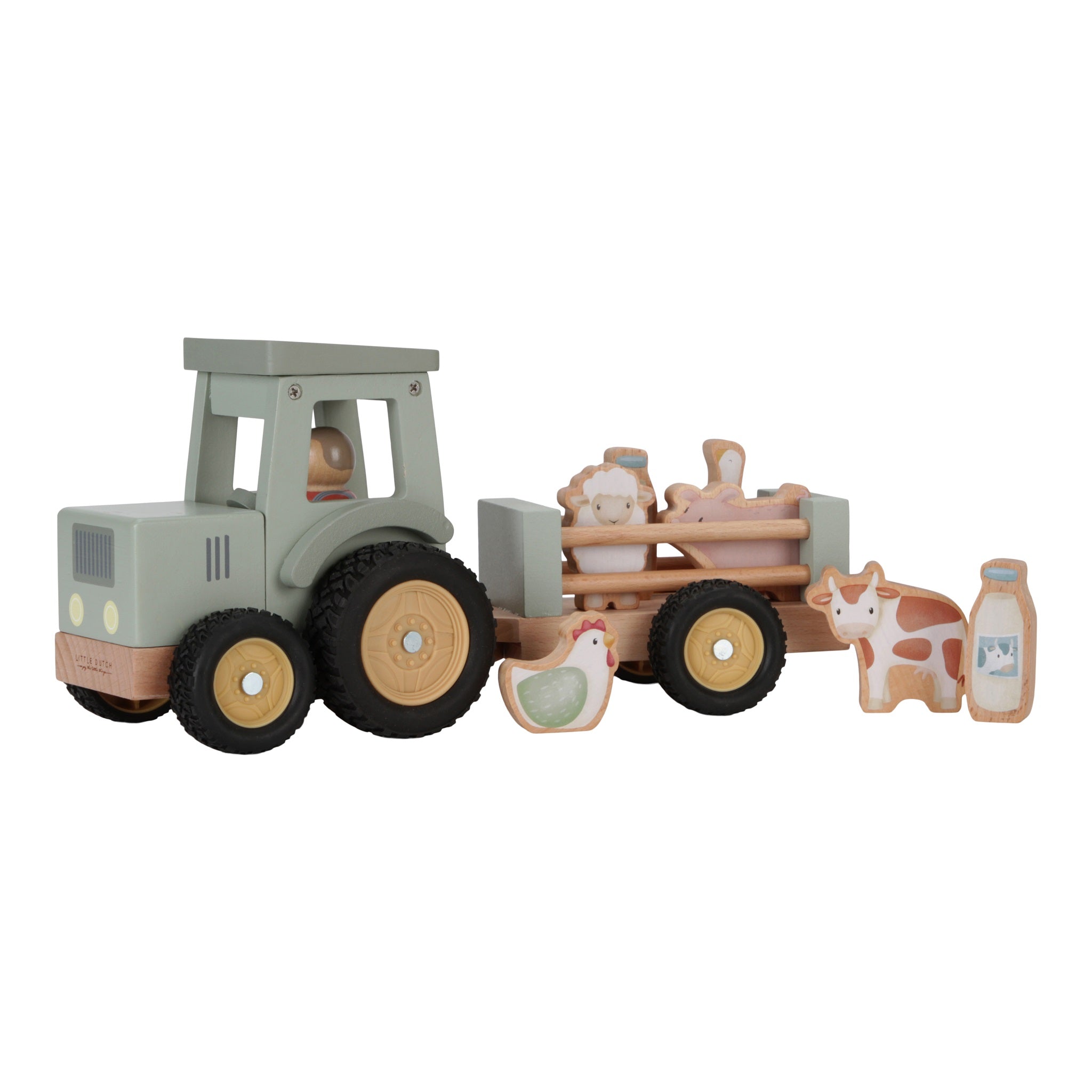 LITTLE DUTCH. Ξύλινο τρακτέρ με καρότσα και ζωάκια Little Farm FSC